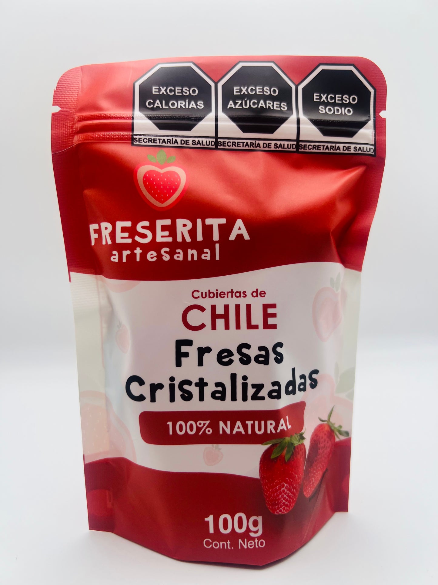 Fresas Deshidratadas Cubierta de Chile. 100grs